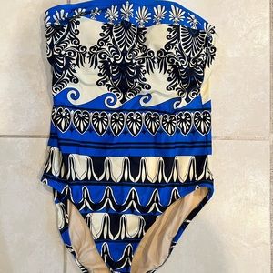 J.CREW printed bandeau swimsuit